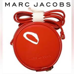 Marc Jacobs Mini Red Patent Leather Crossbody 4" Round Canteen Bag